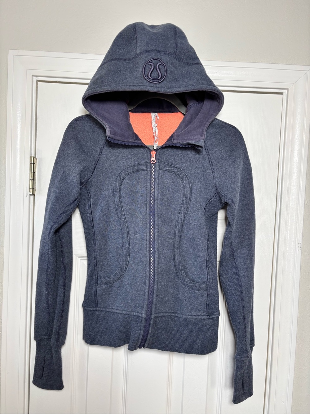 lululemon athletica Navy Hoodie with Coral Lining